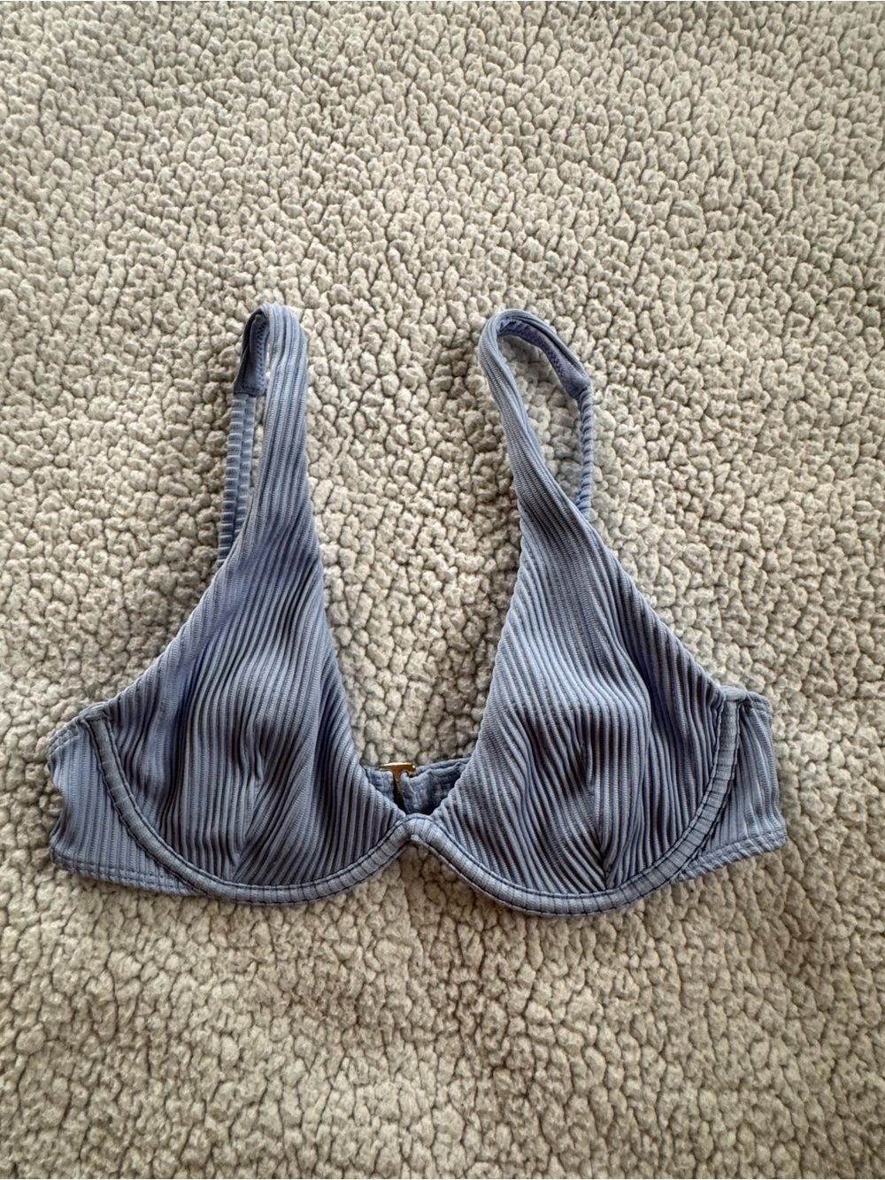 Hollister Light Blue Ribbed Underwire Bikini Top